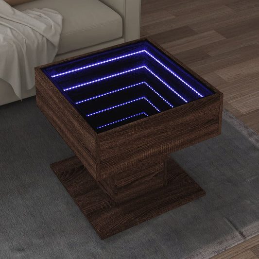 Coffee Table with LED Brown Oak 50x50x45 cm Engineered Wood
