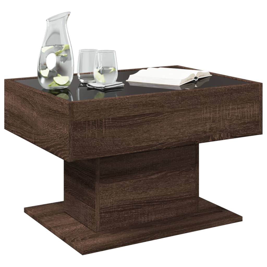 Coffee Table with LED Brown Oak 70x50x45 cm Engineered Wood