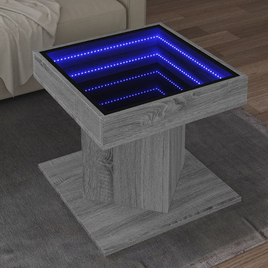 Coffee Table with LED Grey Sonoma 50x50x45 cm Engineered Wood