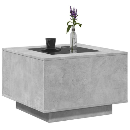 Coffee Table with LED Concrete Grey 60x60x40 cm Engineered Wood