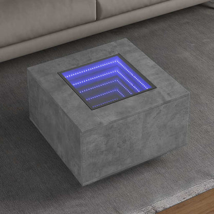 Coffee Table with LED Concrete Grey 60x60x40 cm Engineered Wood