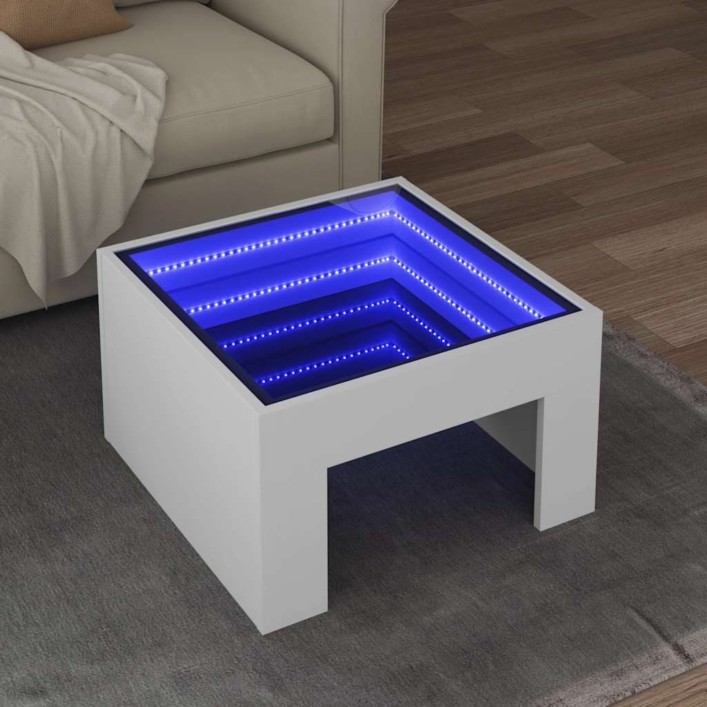 Coffee Table with Infinity LED White 50x50x30 cm