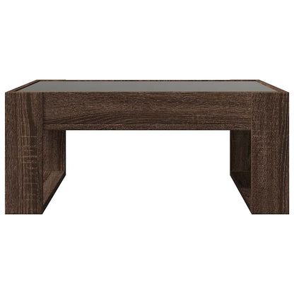 Coffee Table with Infinity LED Brown Oak 70x53x30 cm