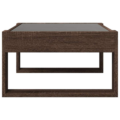 Coffee Table with Infinity LED Brown Oak 70x53x30 cm
