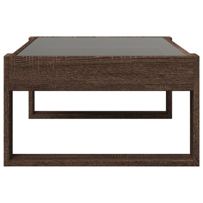 Coffee Table with Infinity LED Brown Oak 90x53x30 cm