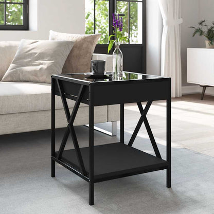 Coffee Table with Infinity LED Black 40x40x49 cm