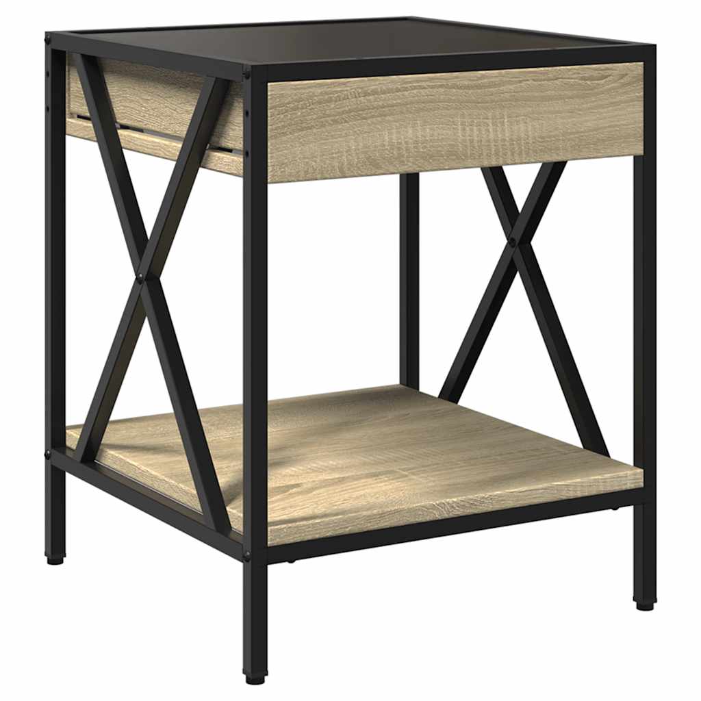 Coffee Table with Infinity LED Sonoma Oak 40x40x49 cm