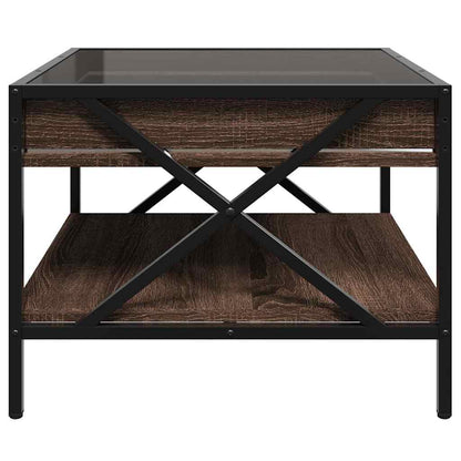 Coffee Table with Infinity LED Brown Oak 50x50x38 cm