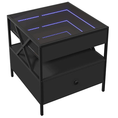 Coffee Table with Infinity LED Black 50x50x51 cm