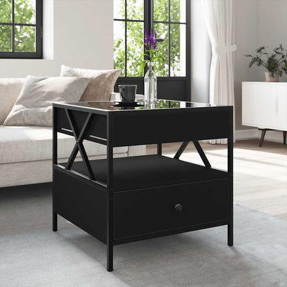 Coffee Table with Infinity LED Black 50x50x51 cm
