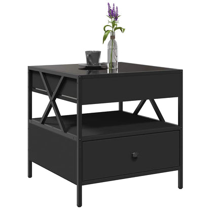 Coffee Table with Infinity LED Black 50x50x51 cm