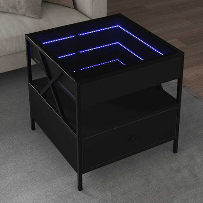 Coffee Table with Infinity LED Black 50x50x51 cm
