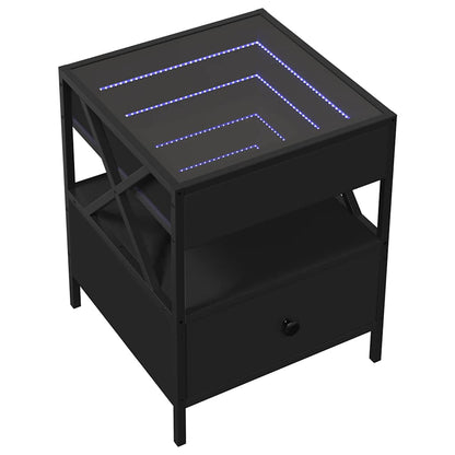 Coffee Table with Infinity LED Black 40x40x51 cm