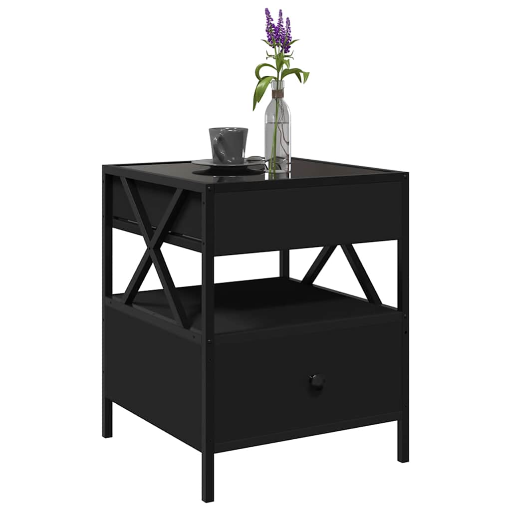 Coffee Table with Infinity LED Black 40x40x51 cm