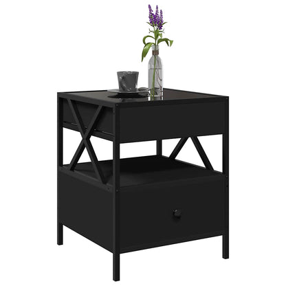 Coffee Table with Infinity LED Black 40x40x51 cm