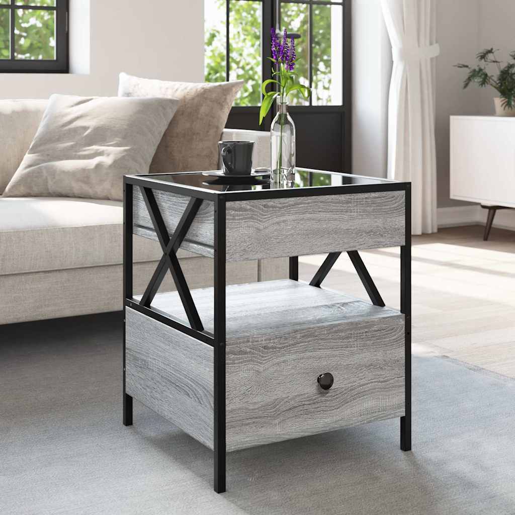 Coffee Table with Infinity LED Grey Sonoma 40x40x51 cm