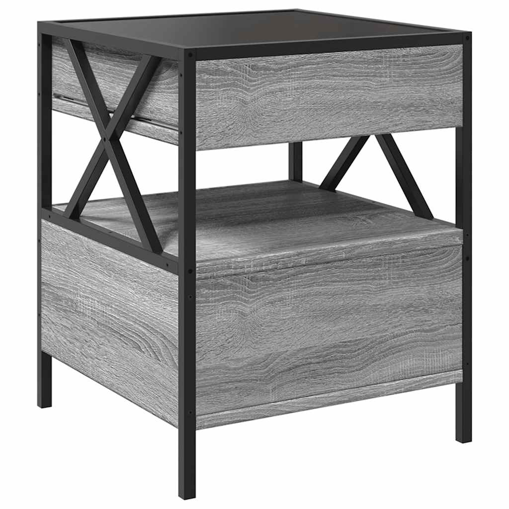 Coffee Table with Infinity LED Grey Sonoma 40x40x51 cm