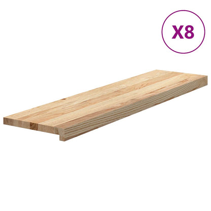 Stair Treads 8 pcs Untreated 100x30x2 cm Solid Wood Oak