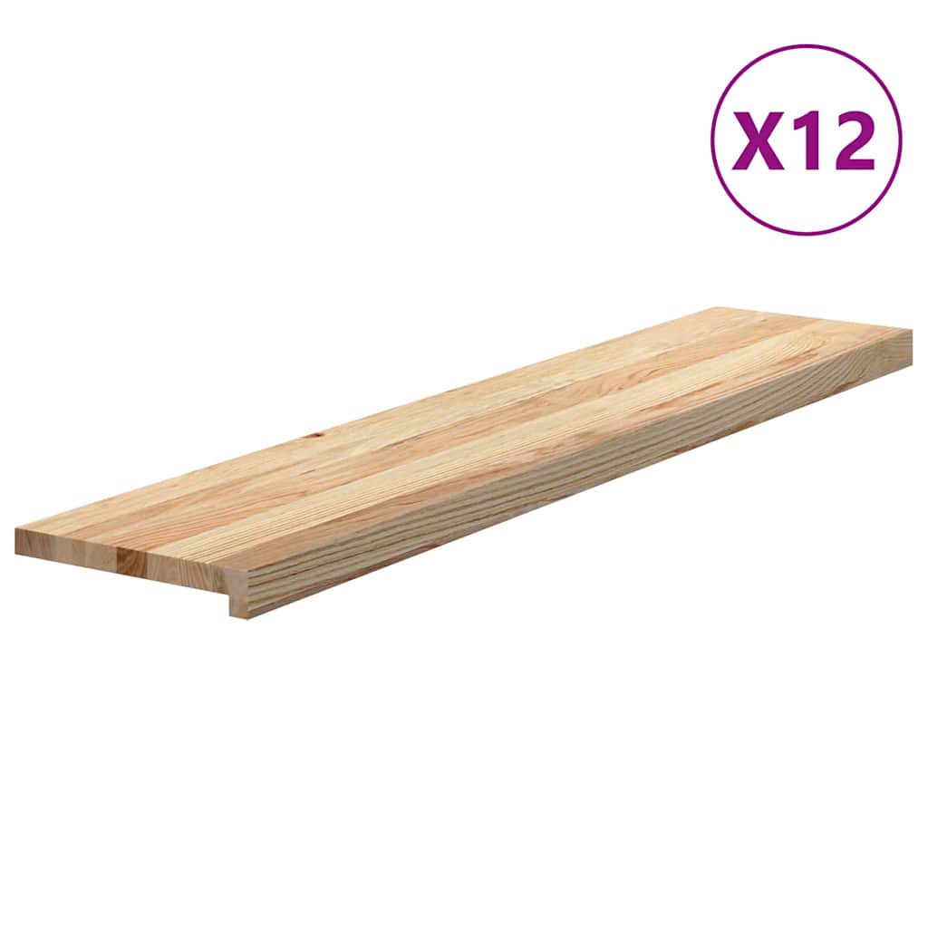 Stair Treads 12 pcs Untreated 120x30x2 cm Solid Wood Oak