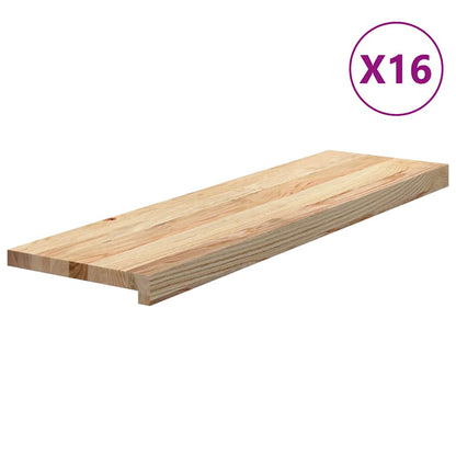 Stair Treads 16 pcs Untreated 90x30x2 cm Solid Wood Oak