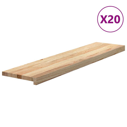 Stair Treads 20 pcs Untreated 110x25x2 cm Solid Wood Oak