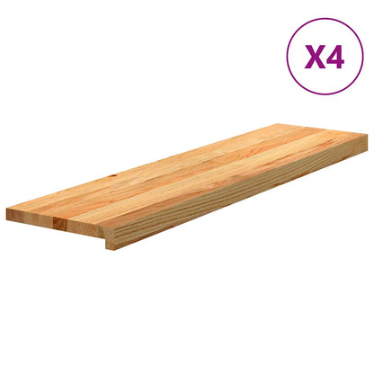 Stair Treads 4 pcs Light Brown 100x30x2 cm Solid Wood Oak