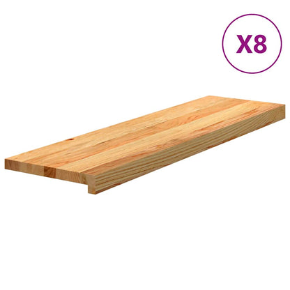 Stair Treads 8 pcs Light Brown 90x30x2 cm Solid Wood Oak