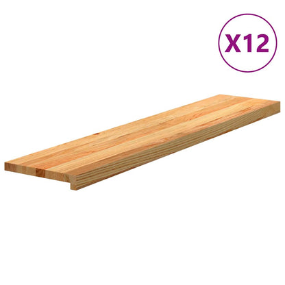 Stair Treads 12 pcs Light Brown 120x25x2 cm Solid Wood Oak