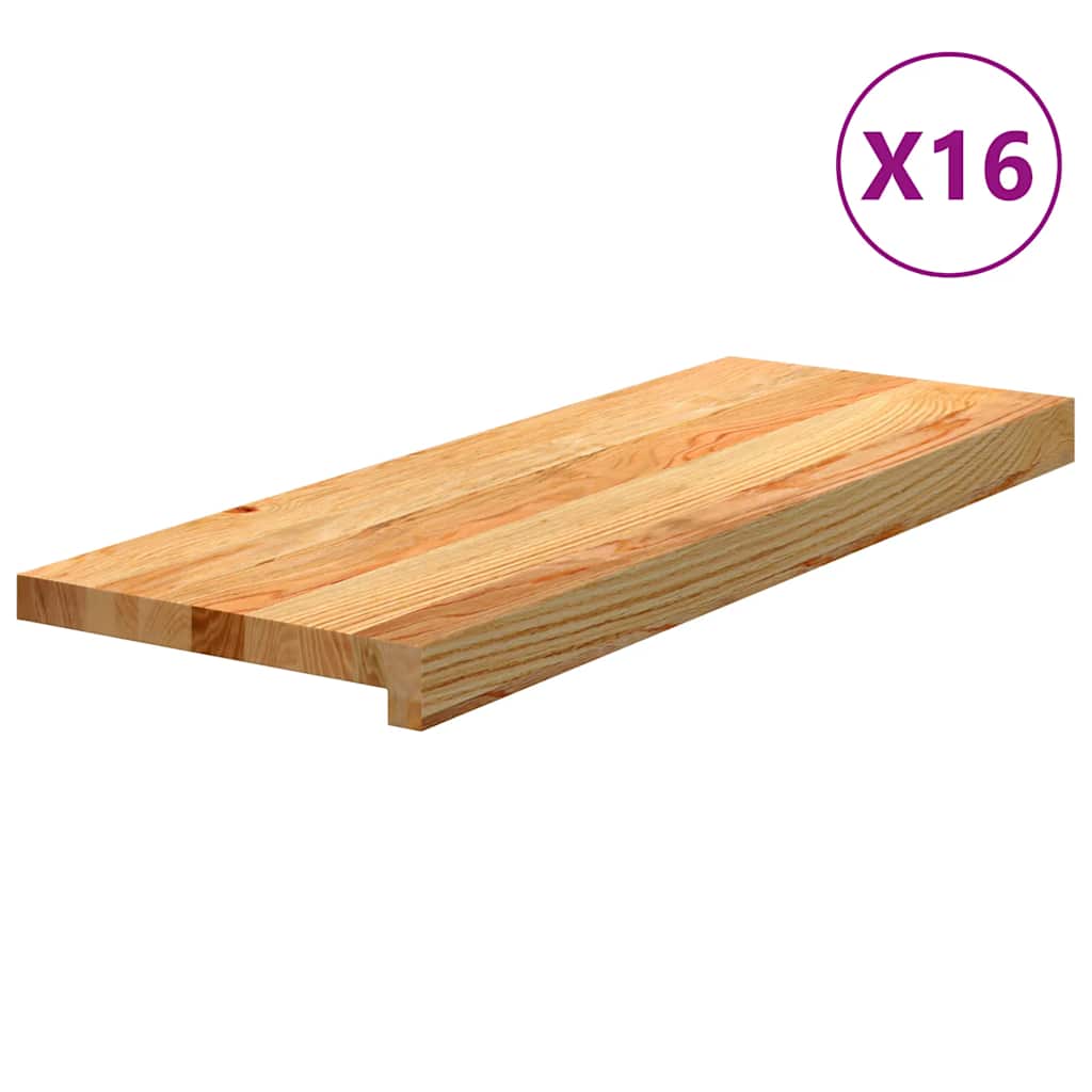 Stair Treads 16 pcs Light Brown 70x30x2 cm Solid Wood Oak