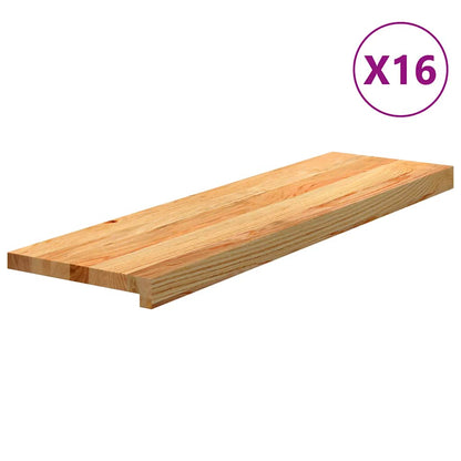 Stair Treads 16 pcs Light Brown 90x30x2 cm Solid Wood Oak
