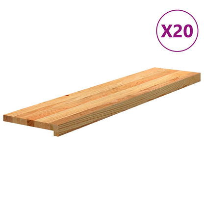 Stair Treads 20 pcs Light Brown 110x25x2 cm Solid Wood Oak