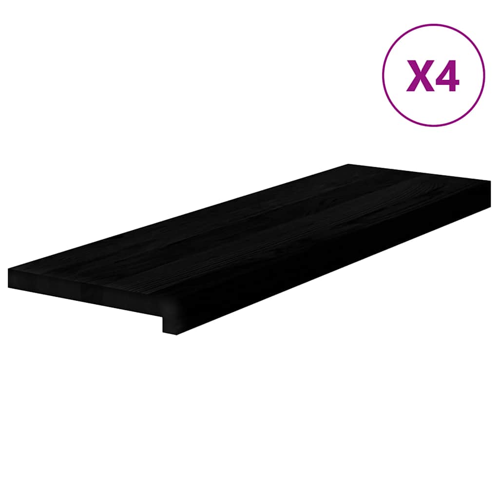 Stair Treads 4 pcs Brown Black 80x25x2 cm Solid Wood Oak