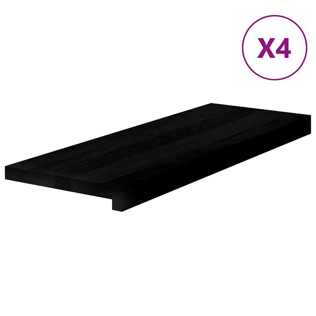 Stair Treads 4 pcs Brown Black 70x30x2 cm Solid Wood Oak
