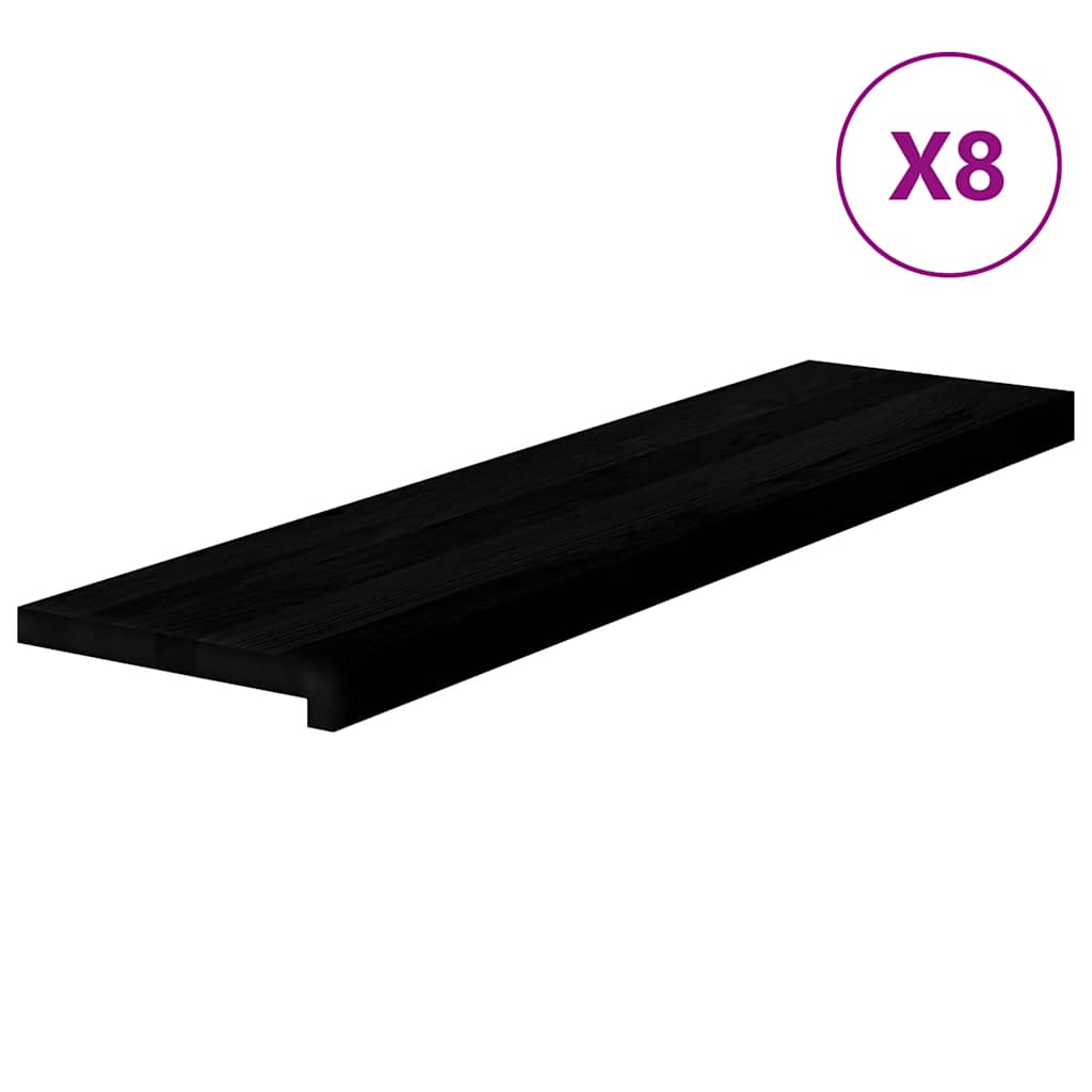 Stair Treads 8 pcs Brown Black 100x30x2 cm Solid Wood Oak