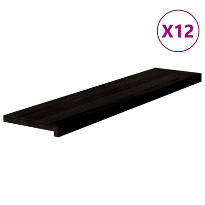 Stair Treads 12 pcs Brown Black 110x25x2 cm Solid Wood Oak