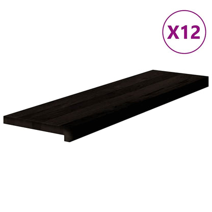 Stair Treads 12 pcs Brown Black 90x30x2 cm Solid Wood Oak