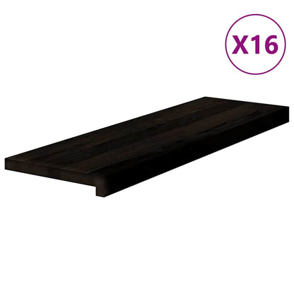 Stair Treads 16 pcs Brown Black 80x30x2 cm Solid Wood Oak