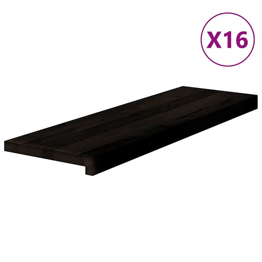 Stair Treads 16 pcs Brown Black 80x30x2 cm Solid Wood Oak