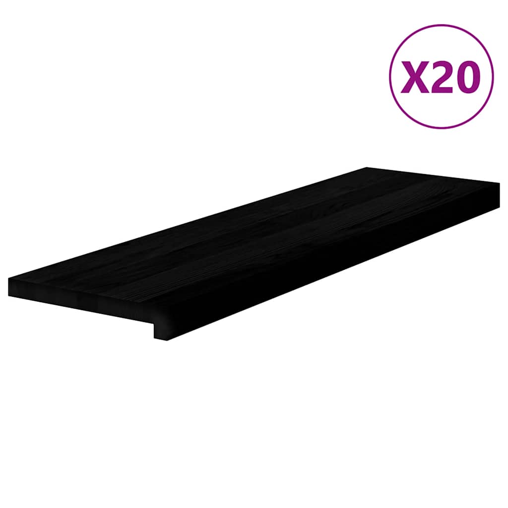 Stair Treads 20 pcs Brown Black 90x25x2 cm Solid Wood Oak