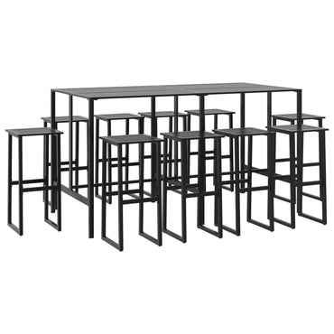 11 Piece Garden Bar Set Black Powder-coated Steel