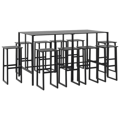 11 Piece Garden Bar Set Black Powder-coated Steel