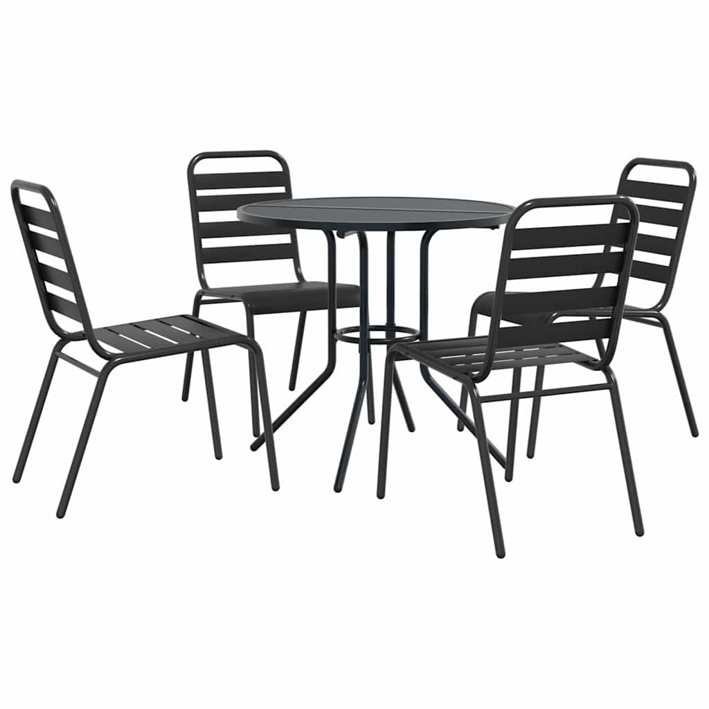 Stackable Garden Chair Set 5 pcs Anthracite Powder-coated Steel