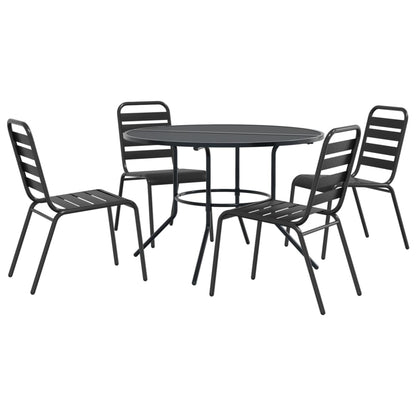 Stackable Garden Chair Set 5 pcs Anthracite Powder-coated Steel