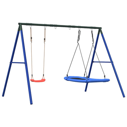 Outdoor Swing Set with Swing and Nest Swing