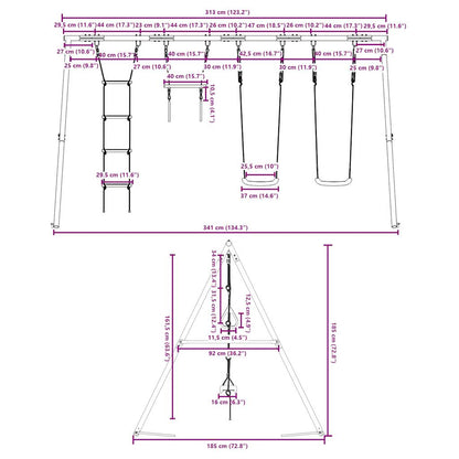 Outdoor Swing Set with Swings. Trapeze. Ladder