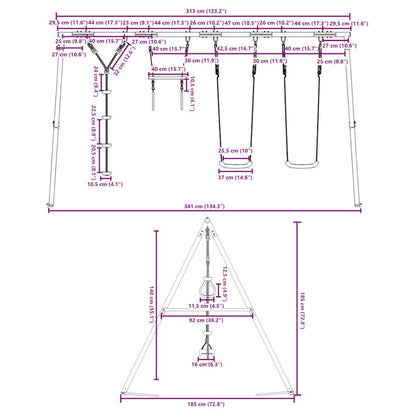 Outdoor Swing Set with Swings. Trapeze. Disc Swing