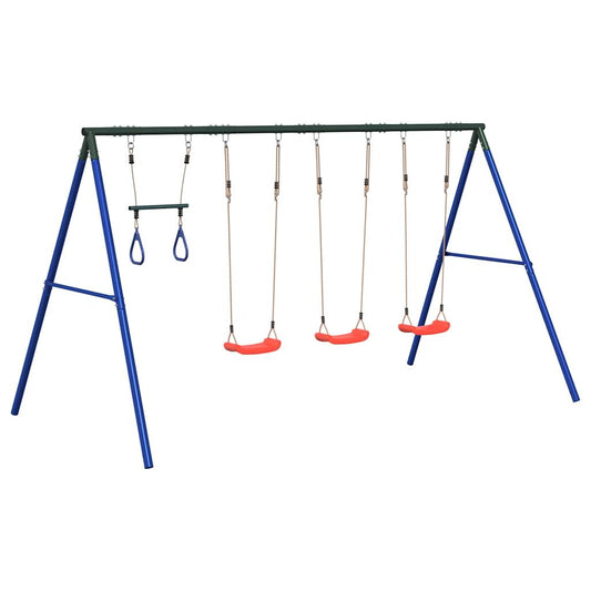 Outdoor Swing Set with Swings and Trapeze