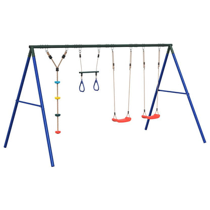 Outdoor Swing Set with Swings. Trapeze. Disc Swing