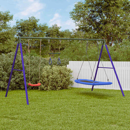 Outdoor Swing Set with Swing, Trapeze, Nest Swing
