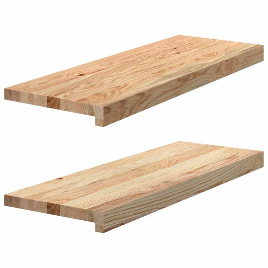 Stair Treads 2 pcs Untreated 70x25x2 cm Solid Wood Oak